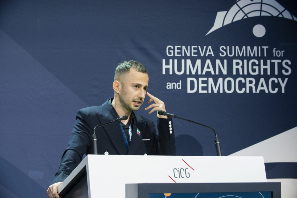 Saman Pouryaghma at the Geneva Human Rights Summit